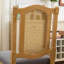 Chaise en bois massif à dossier en rotin, coussin en lin mat avec mousse à haute résilience et ressorts en S-739002345