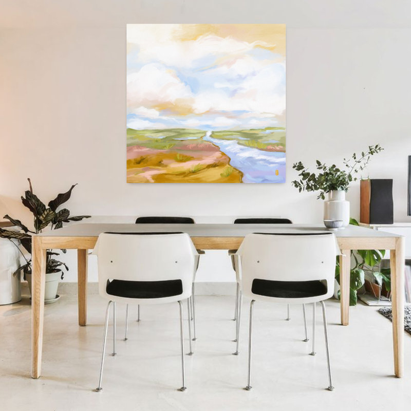 Art contemporain contemporain, paysage éthéré abstrait, H 36 po x l 36 po