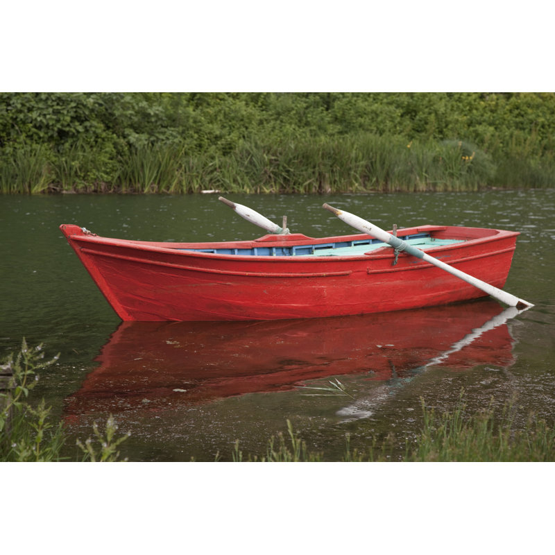 Red Row Boat by Sitade - No Frame Art Prints on Canvas, 30cm H x 46cm W