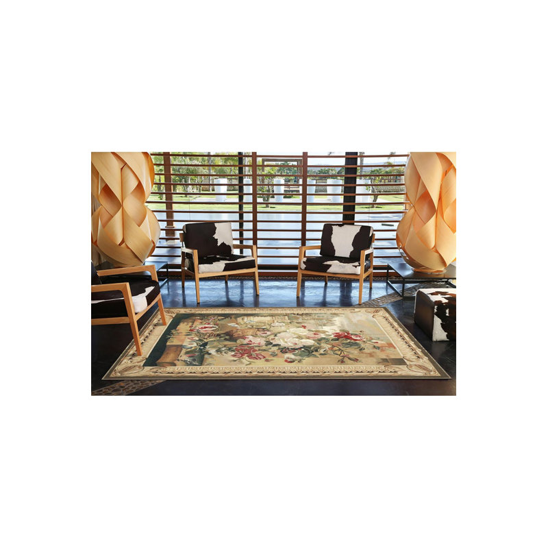 Tapis rose lavable à la machine, Rectangle 4 pi 7 po x 6 pi 7 po