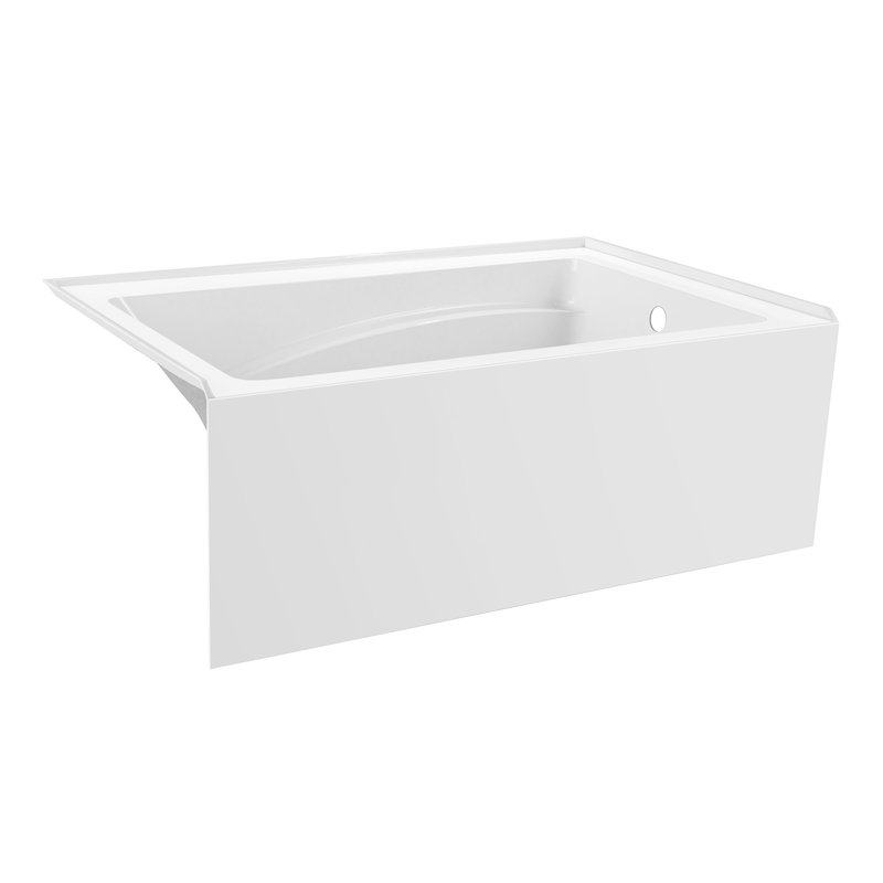 Baignoire alcôve en acrylique 54 pouces avec drain à gauche Aqua Eden VTAM5436L22T Kingston Brass, blanc brillant, Droite