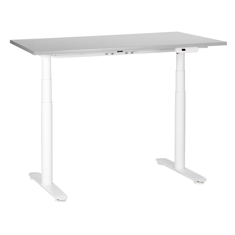 Garrey Adjustable Metal Base Standing Desk, 132cm H x 120cm W x 72cm D, White, Grey