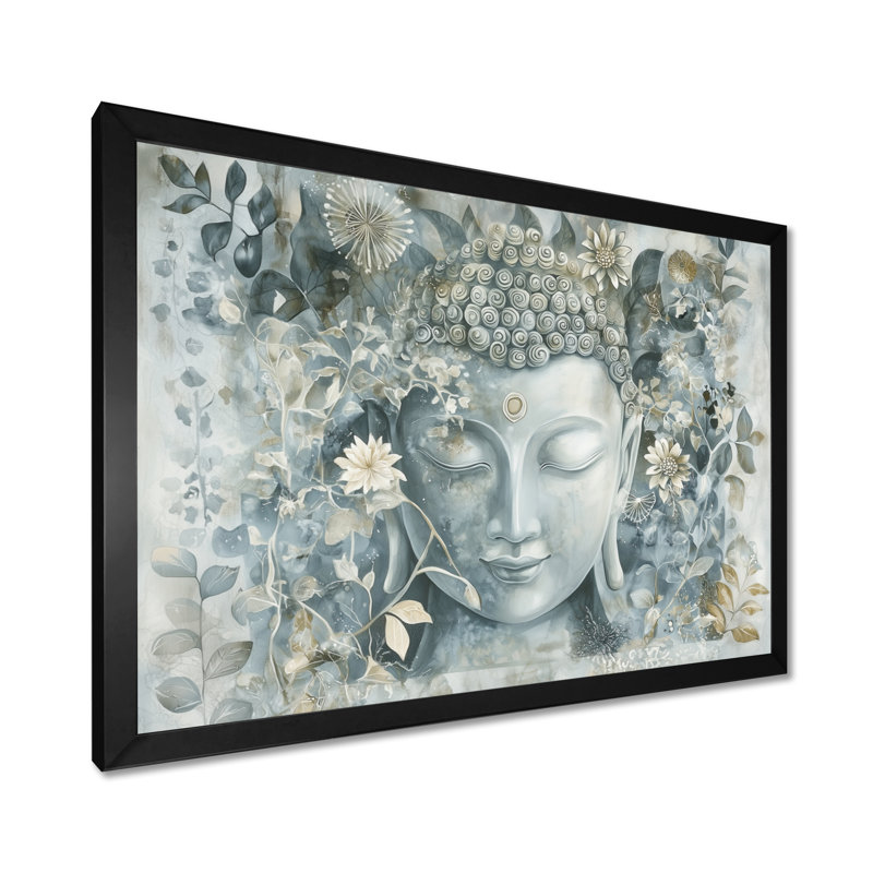 Bouddha gris chuchotant le chemin du bouddhisme II - impression d'art mural bouddhisme, H 12 po x l 20 po, Black