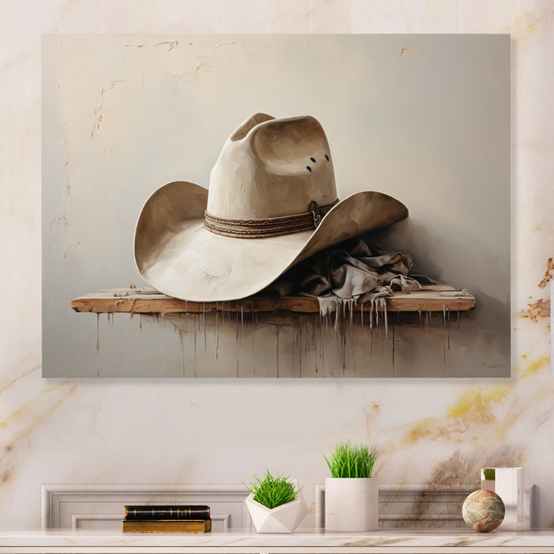 Décoration murale en métal style chapeau de cowboy style I - Cowboys, H 24 po x l 32 po