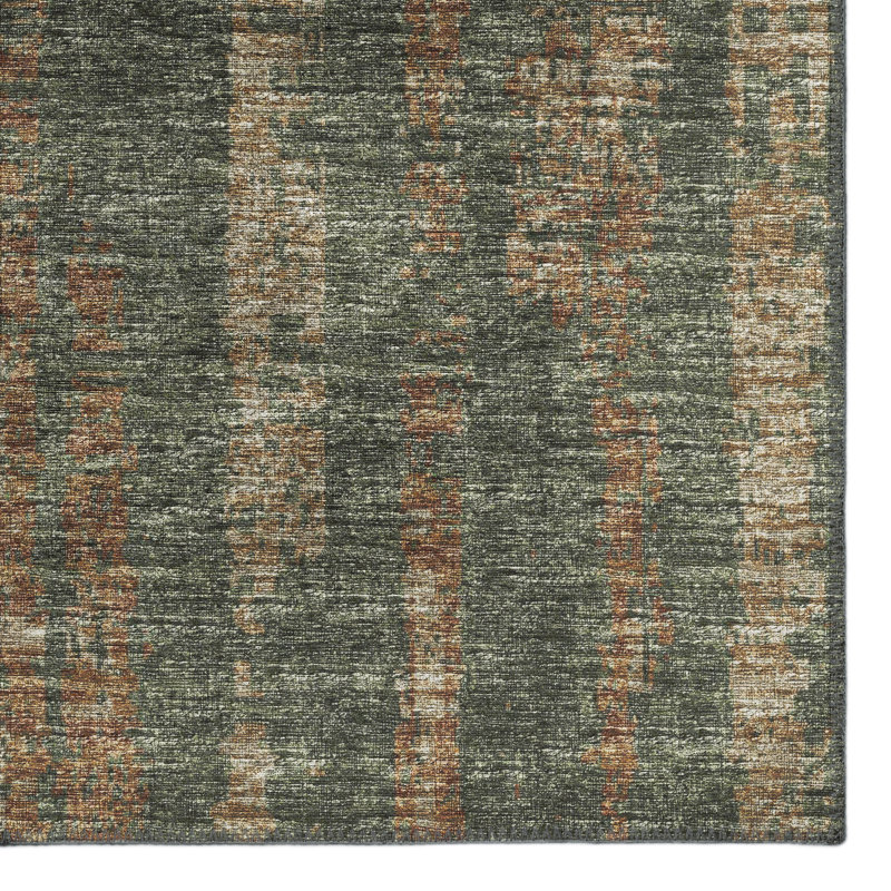Green Chenille Flat Woven Washable Rectangular Rug 3' x 5'