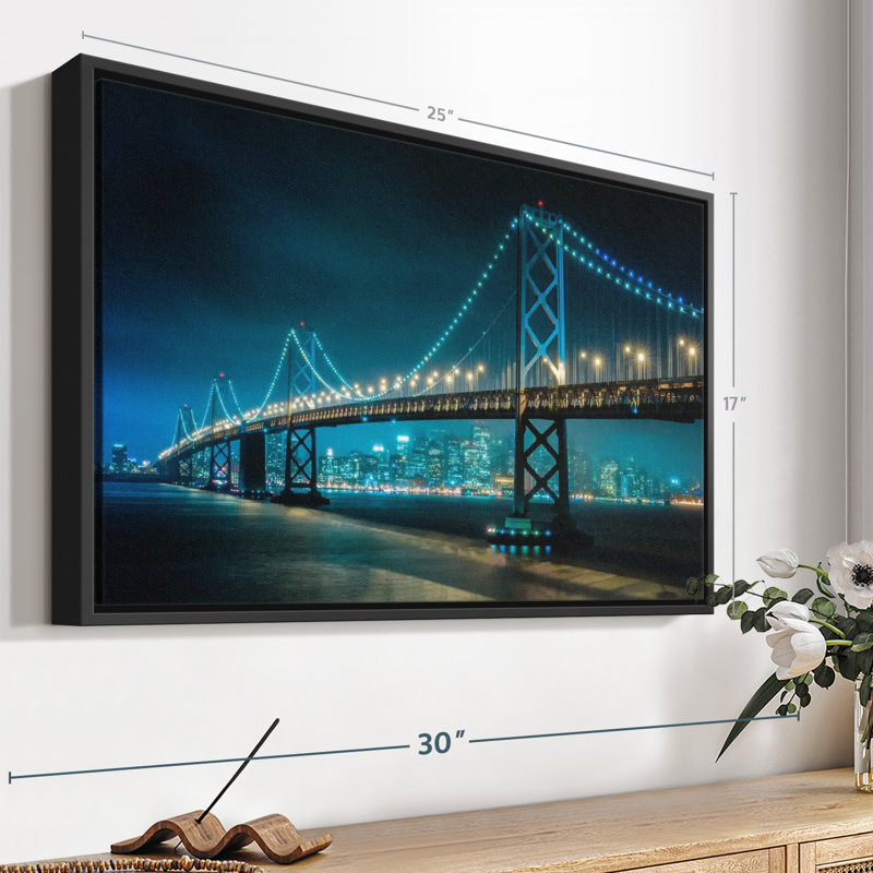 Impression sur toile Neon Golden Gate, H 17 po x l 25 po