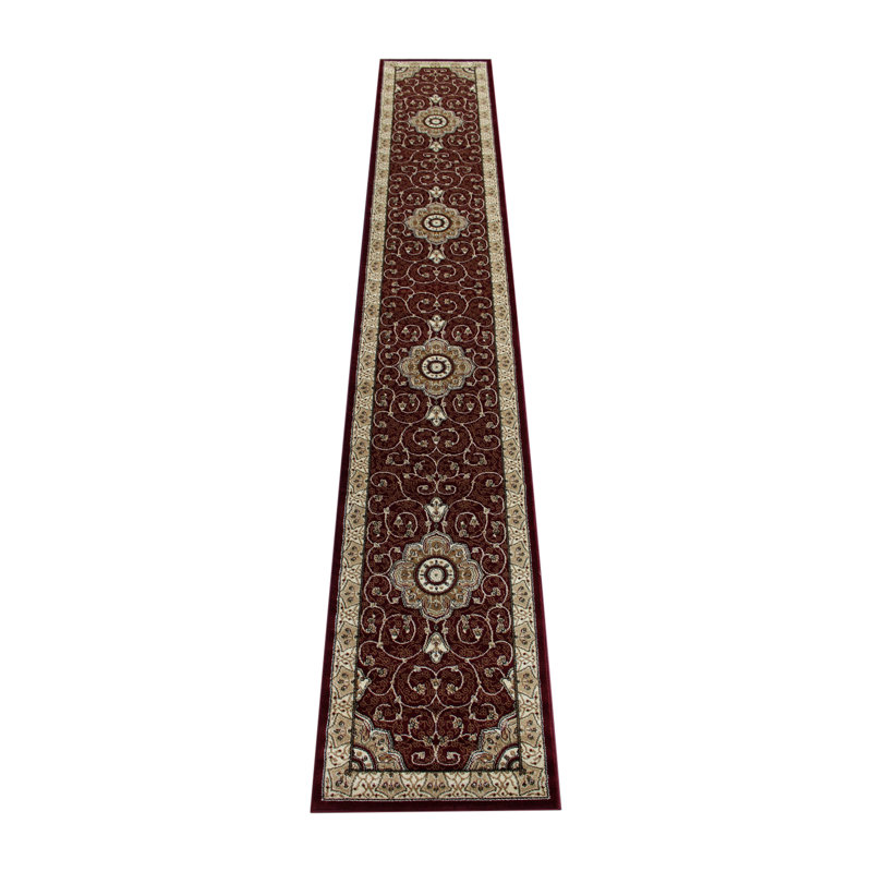 Tapis en oléfine de style persan Aleiya, Tapis de couloir 3 pi x 15 pi