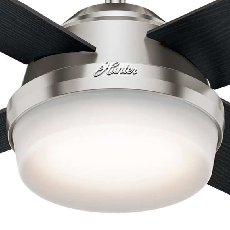 Dempsey 44" 4 - Blade Standard Ceiling Fan with Lights and Remote, Brushed Nickel