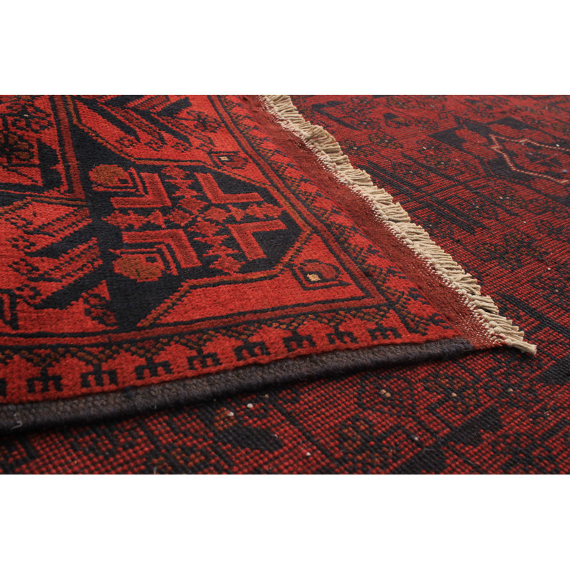 Tapis zone en laine 3 pi 10 po x 6 pi 5 po one-of-kind-noué la à la main bourgogne/blue Kaler
