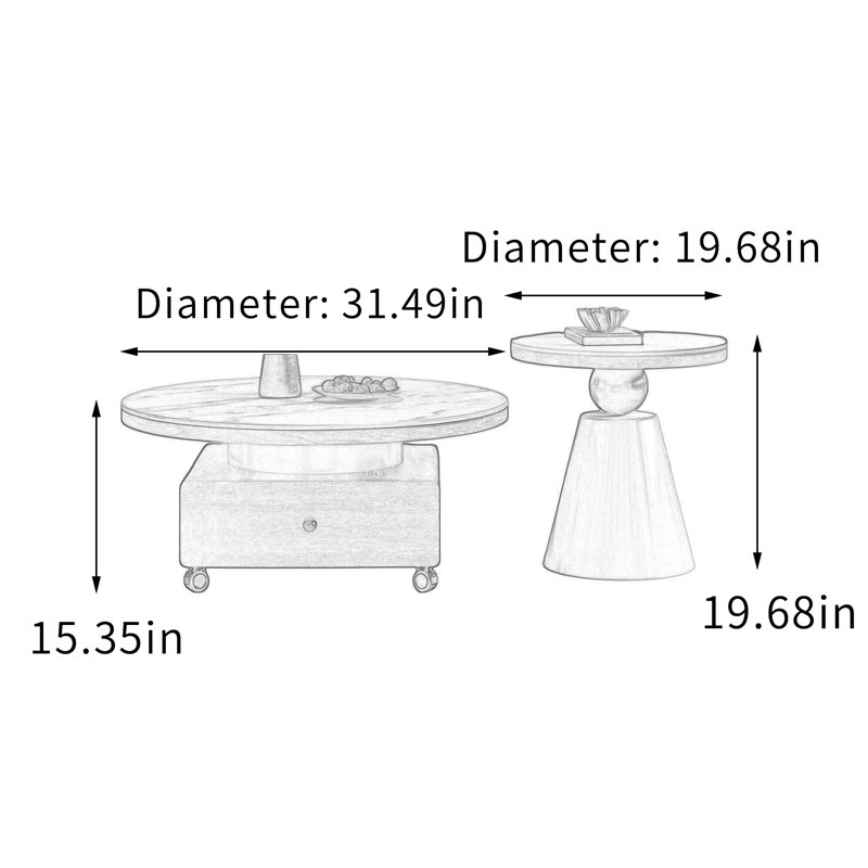 Table basse mobile avec tablettes, Black