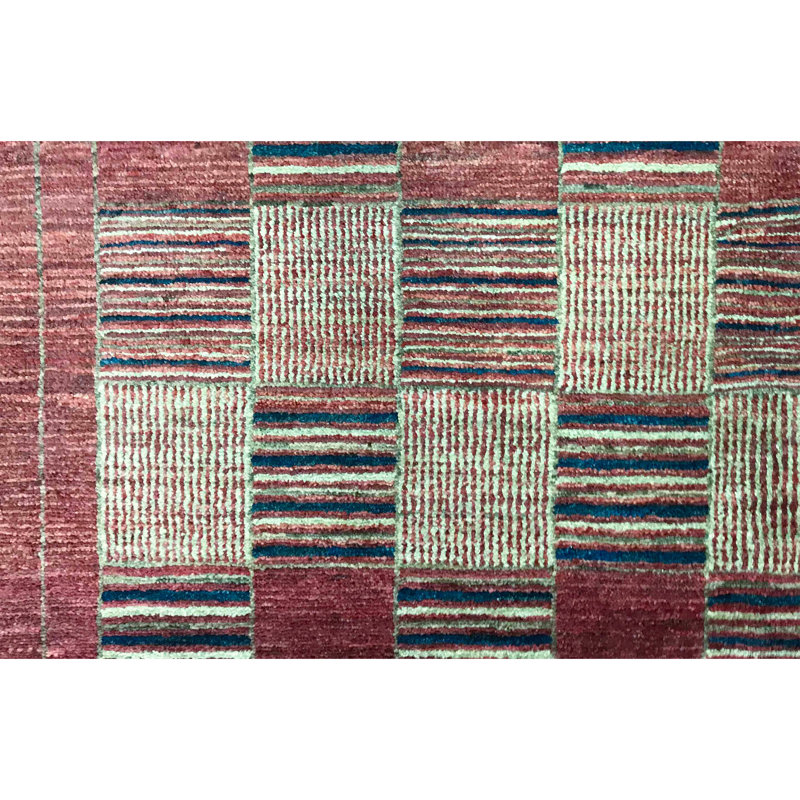 Hand-Knotted High-Quality Red and Blue Area Rug