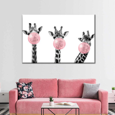 «Three Bubble Gum Giraffes», reproduction sur toile