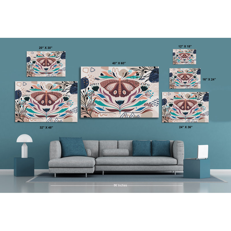 " Boho Butterfly 156 " Painting Print, 24" H x 36" W x 1.5" D