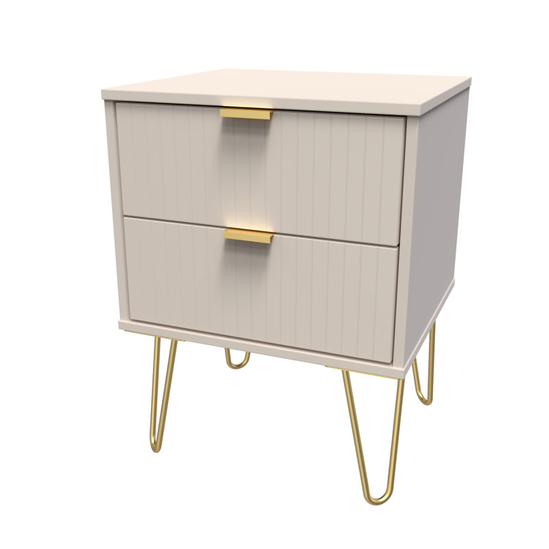 Fully Assembled Alizay Manufactured Wood Bedside Table, Beige, Beige