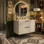 Meuble-lavabo mural cannelé moderne avec lavabo en céramique, armoire flottante en panneau de fibres à densité moyenne et tiroirs à fermeture en douceur (24 po / 30 po / 36 po)-403362012-403362009