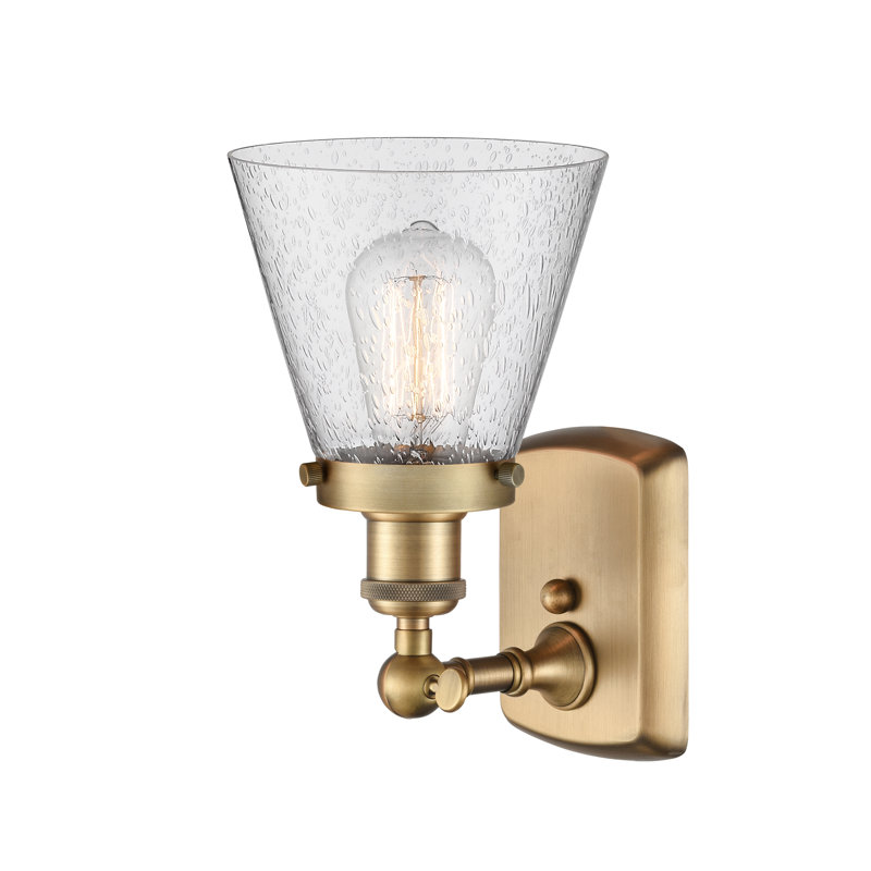Applique murale 1 lumière 6 "Ballston Urban Cone, Grainé, Laiton brossé, DEL