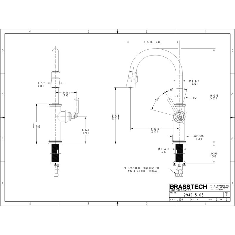 Taft Single Handle Pull Down Kitchen Faucet, Flat Black