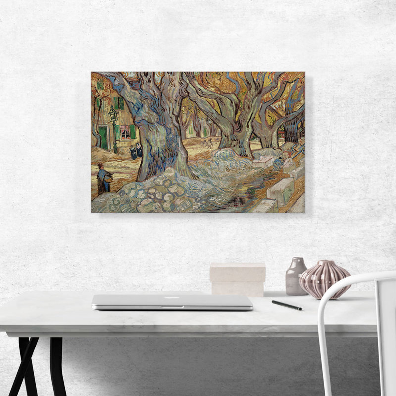 «Large Plane Trees 1889» par Vincent Van Gogh, reproduction d'art sur toile tendue, H 18 po x l 26 po x P 0,75 po