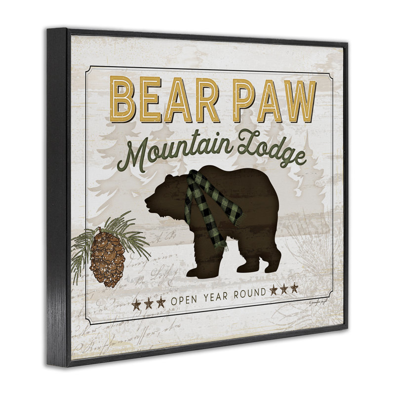 «Bear Paw Mountain Lodge», estampe numérique, design par Jennifer Pugh, H 11 po x l 14 po, Giclée encadrée noir minuit