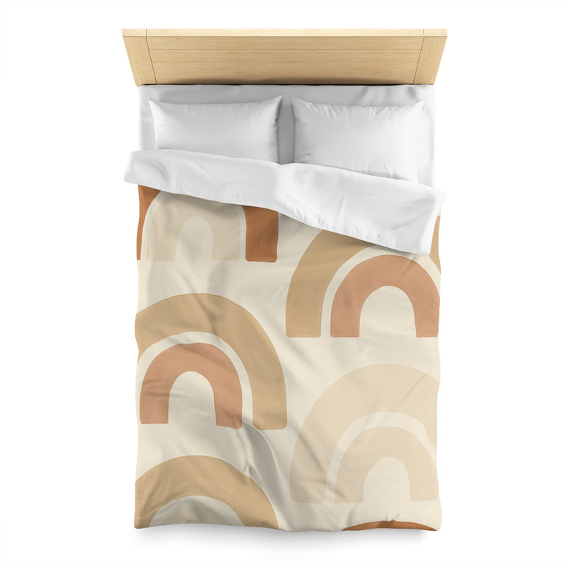 Microfiber Duvet Cover Boho Style, Design 50, Twin Duvet Cover, White