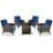 Aluel 5-Pieces Outdoor Wicker Chairs & Square Fire Pit Table Conversation Set With Cushions-633589349