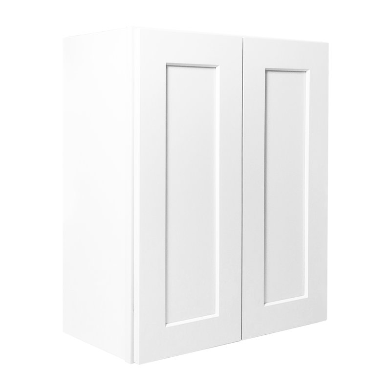Armoire murale laquée blanche à double porte pour rangement de salle de bain, 3 tablettes, charnières à fermeture en douceur