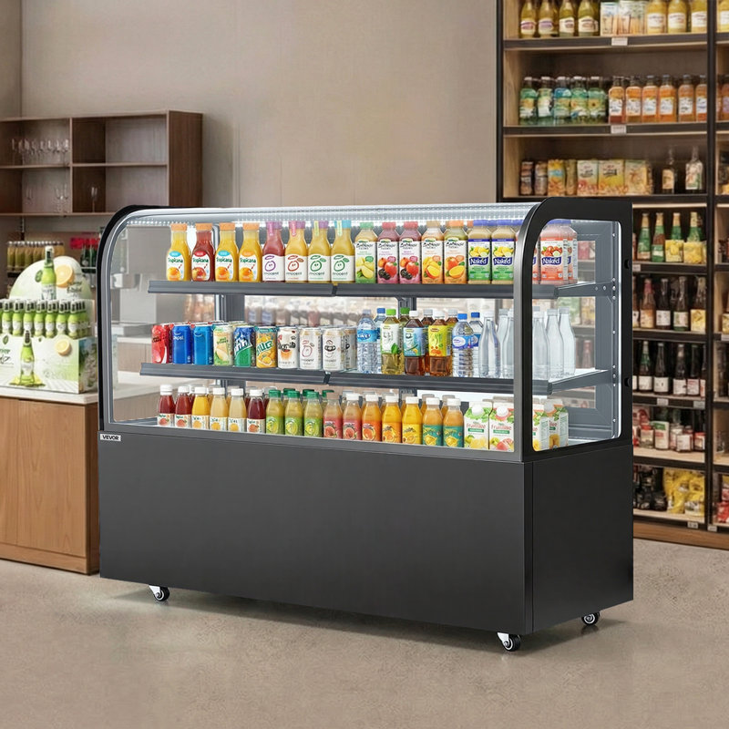 Vitrine réfrigérée, grande vitrine à pâtisserie de 17,6 pi³ / 550 L, réfrigérateur commercial à 2 niveaux avec éclairage DEL, refroidissement TURBO, refroidissement à l'air sans givre, pour la boulangerie et la pâtisserie
