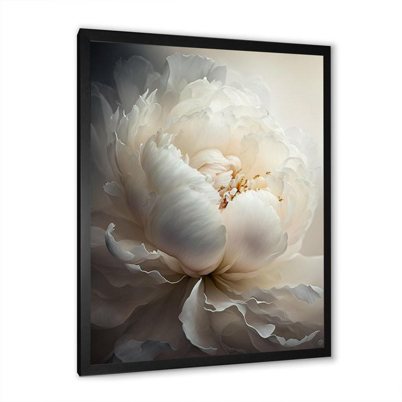 Pivoine fleur VII - pivoines, art mural, H 32 po x l 16 po, Cadre photo noir