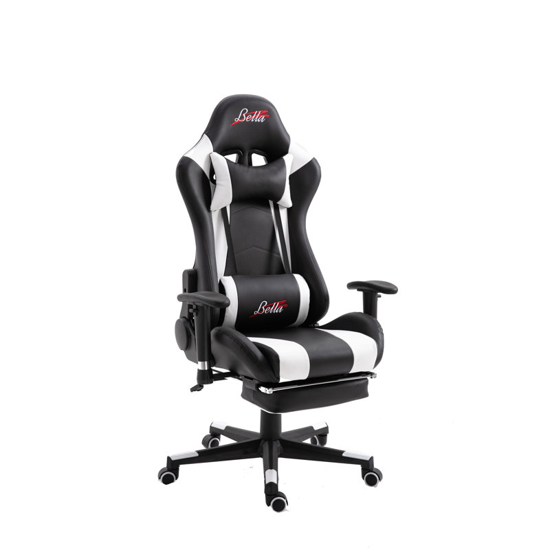 Fauteuil lombaire de massage pour PC et fauteuil de jeu de course, Blanc