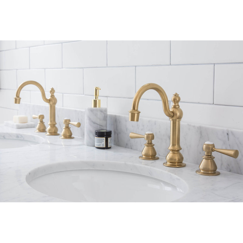 Embassy Stone Oval Console Bathroom Sink with Faucet and Overflow, Satin Brass