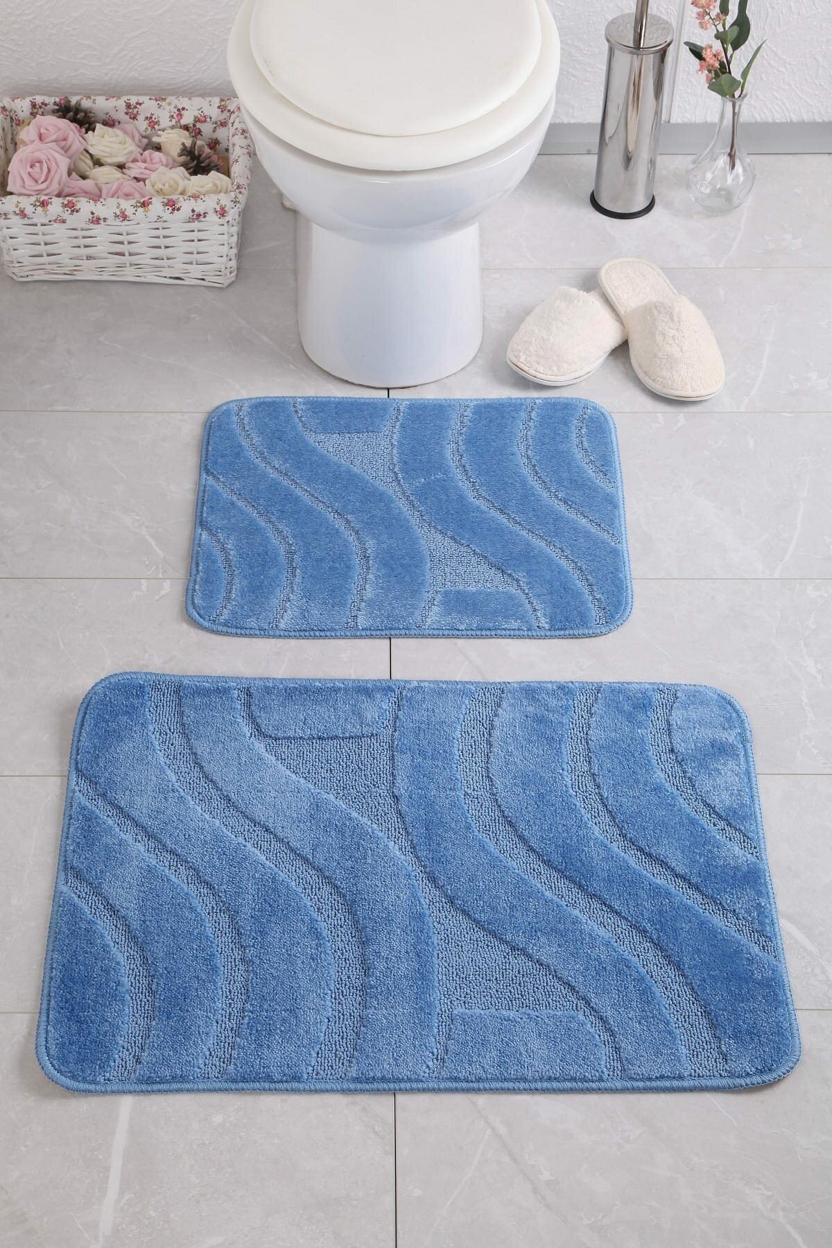 Wayfair Basics Aguon Plush Rectangle Non-Slip 2 Piece Bath Rug Set (Set of 2) Wayfair Basics Color: Linen