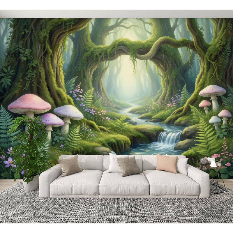 Papier peint auto-adhésif Forest Stream, 1728" L x 100" W