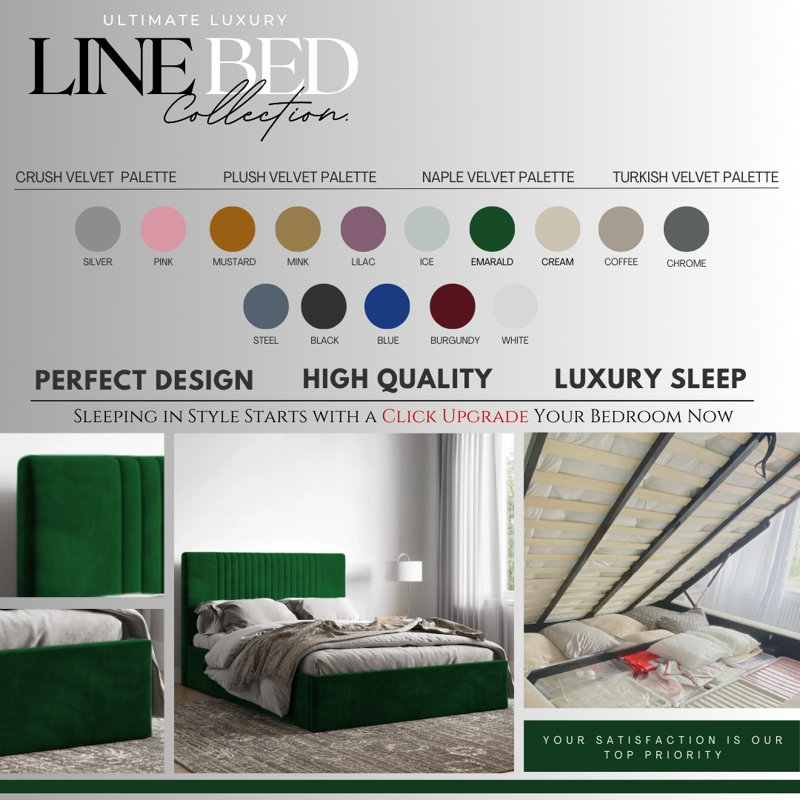 Upholstered Ottman Storage Bed Frame, Single (3'), Green