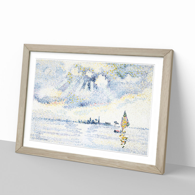 Sunset on the Lagoon by Henri-Edmond Cross - Picture Frame Painting, 27cm H x 36cm W x 2cm D, Oak Framed