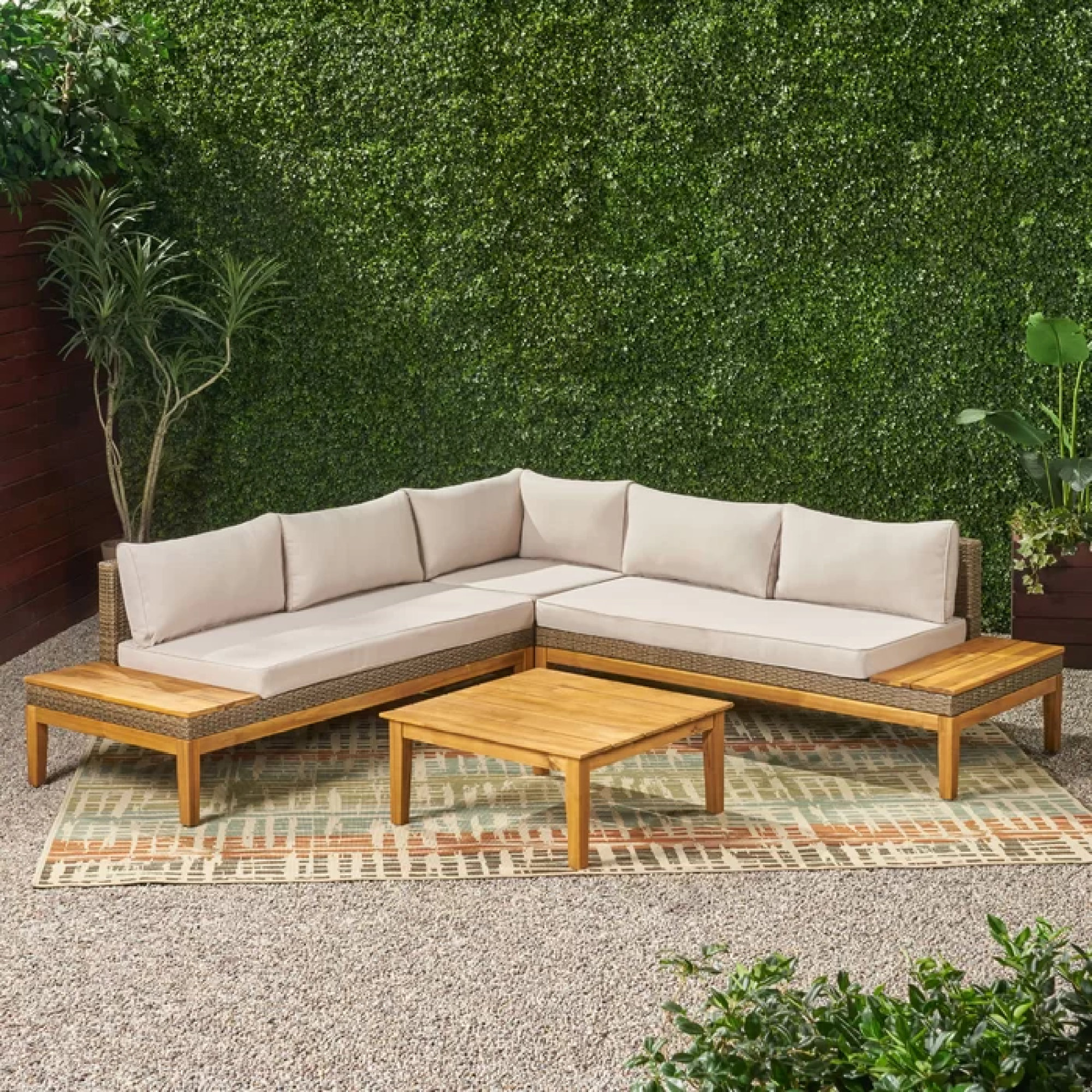 Latitude Run® Loft Outdoor 5seater Sectional Sofa Set, Durable Acacia