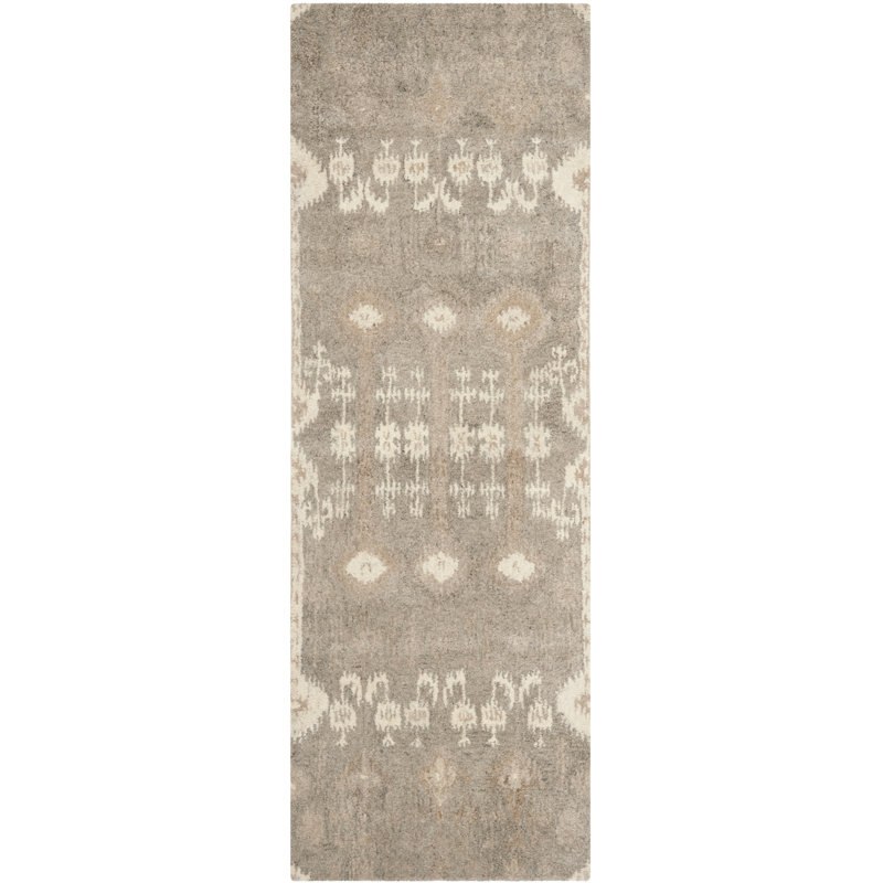 Kouerga Hand Tufted Wool Ikat Rug, Runner 2'3" x 9'