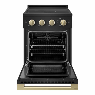 ZLINE Autograph 24 in. Black Stainless Marino Induction Range with Champagne Bronze Accents