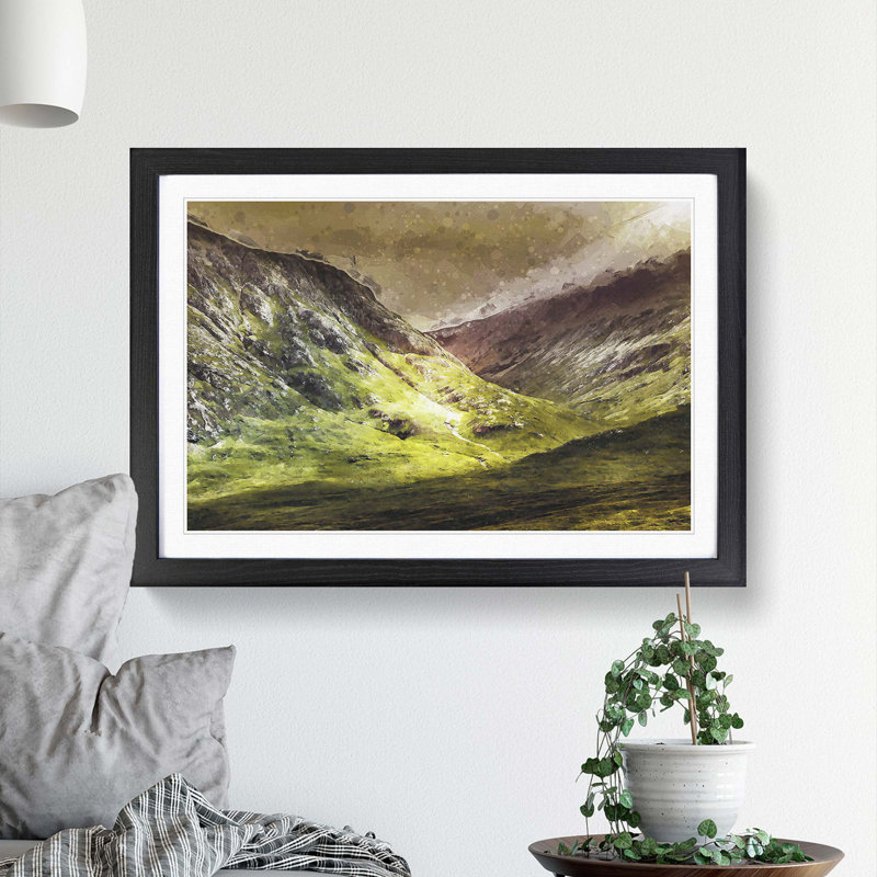 Mountains of Glencoe in Scotland in Abstract - Framed Print, 48cm H x 65cm W x 2cm D, Black Framed