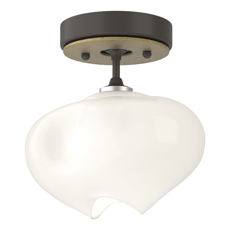 Ume Frosted Glass 1 - Light Semi Flush Mount, Dark Smoke, Modern Brass