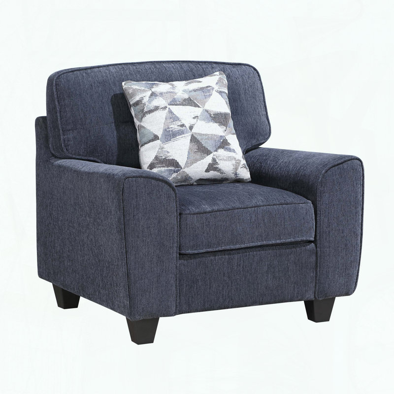 Chaise de salon en chenille durable avec coussin décoratif, Bleu