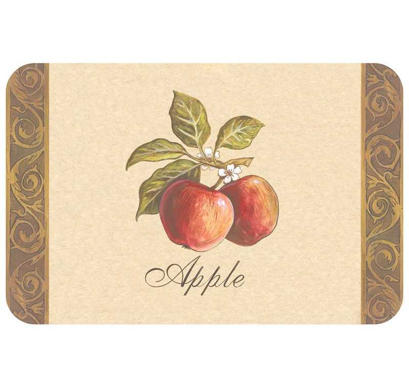 Pear and Floral Reversible Plastic Placemats Set of 4