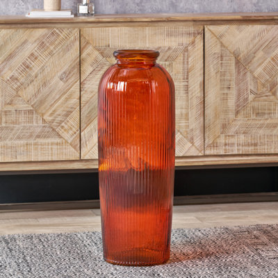 Recycled Glass Ribbed Vase Tall