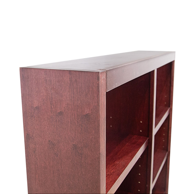 Patro Double Wide Solid Wood Veneer Bookcase, 10 Shelf, 72 inch Tall, Cherry
