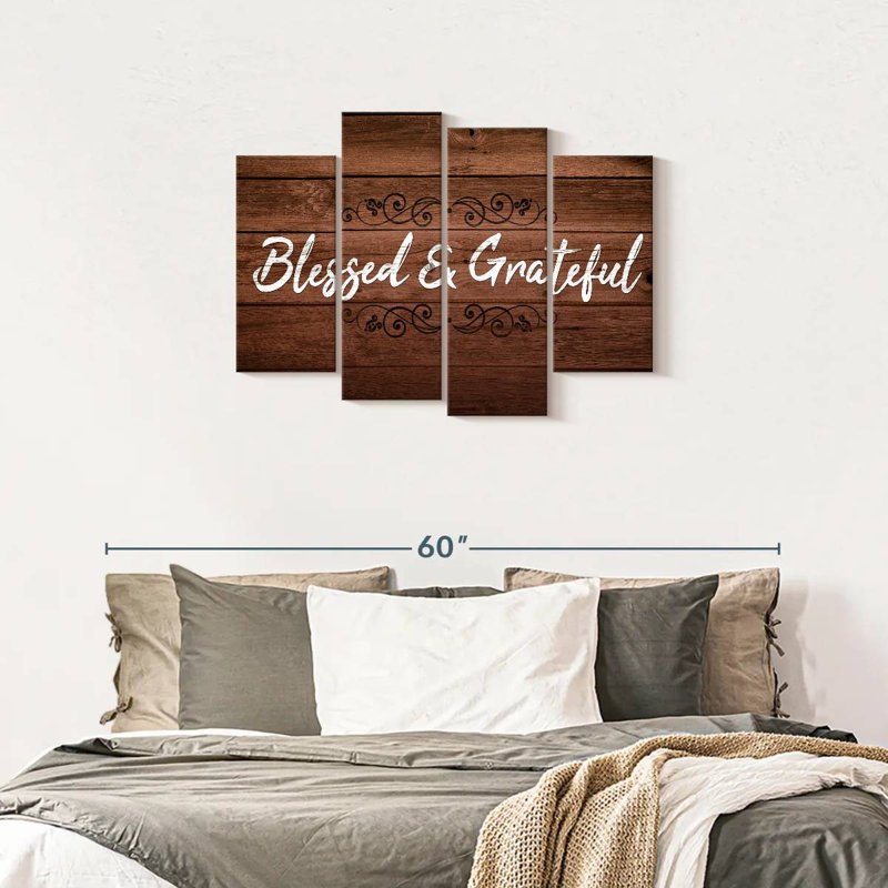 " Blessed And Grateful Typography I " by TimberType Studio 4 - Pieces, 27" H x 43" W x 1.25" D