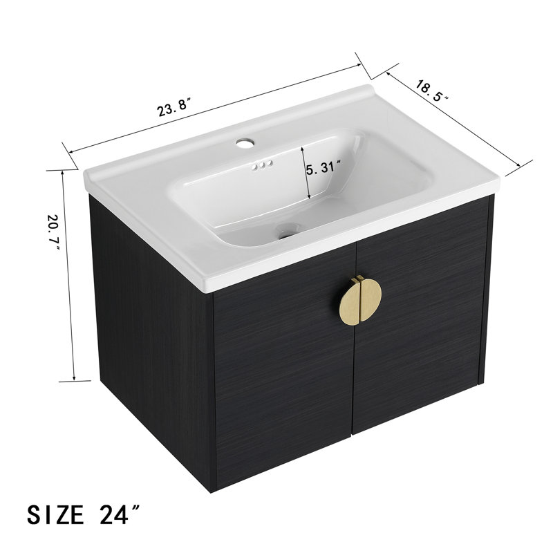 Nargis 23.8'' Single Bathroom Vanity with Ceramic Top