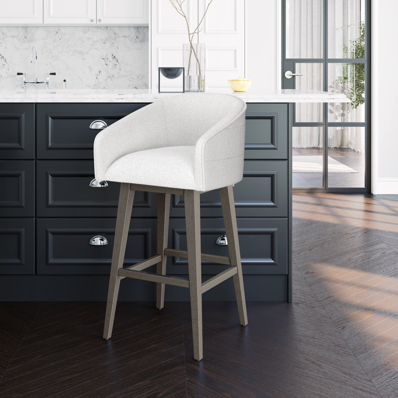 Tabouret pivotant à hauteur réglable en bois et en tonneau Dorreen, Salée, Gris délavé