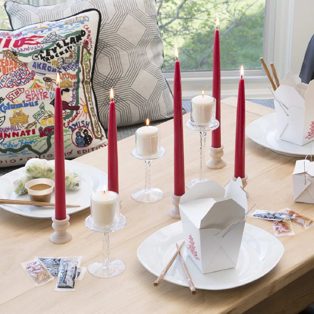 Unscented Taper Candle Set, Red, 9" H x 0.88" W x 0.88" D