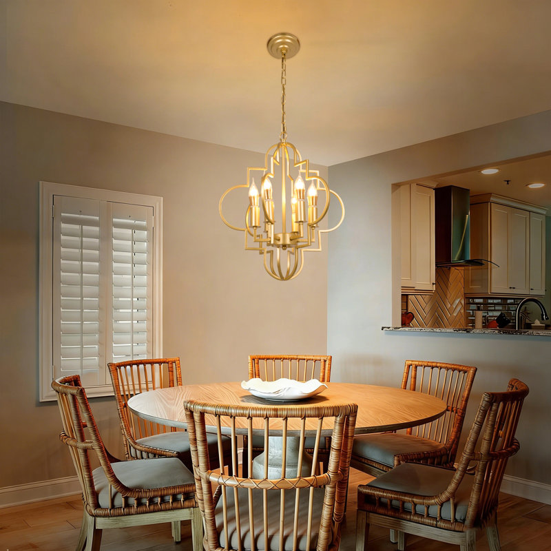 Bronze Geometric Metal Six-light Pendant Light