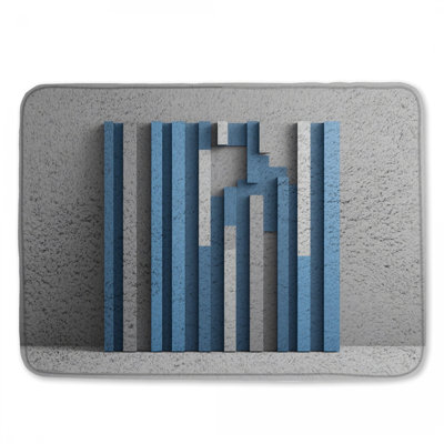 Blue Gray Vertical Bars Bath Mat