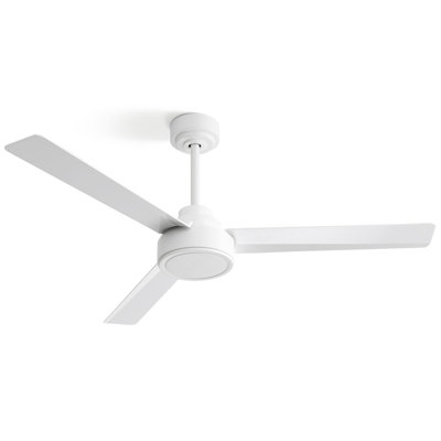 52" Ceiling Fan Without Light, 3 ABS Blades Farmhouse Ceiling Fan With Remote Control 6-Speed Reversible DC Motor White For Living Room, Bedroom, Kitchen